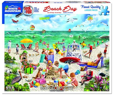 1000 Piece Puzzle Beach Day Seek And Find White Mountain Puzzles