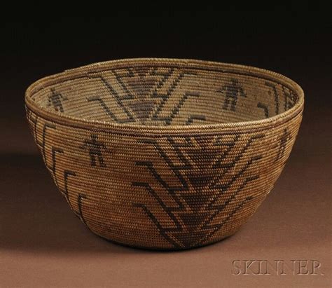 California Polychrome Coiled Basketry Bowl Yokuts Ca Early To Mid