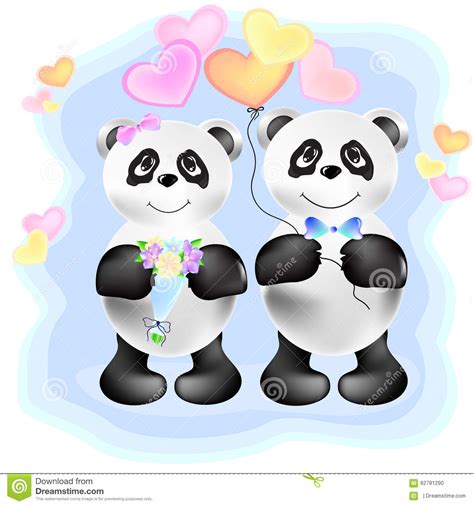 Couple Of Pandas Illustration Stock Vector Illustration Of
