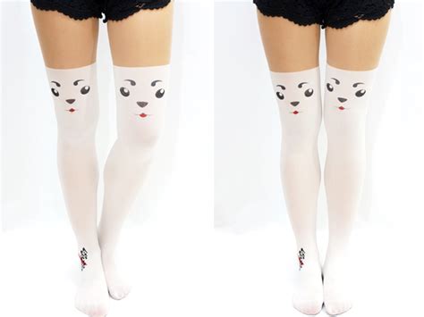 Harajuku Comic Anime Face Thigh High Tights · Sandysshop · Online Store Powered By Storenvy
