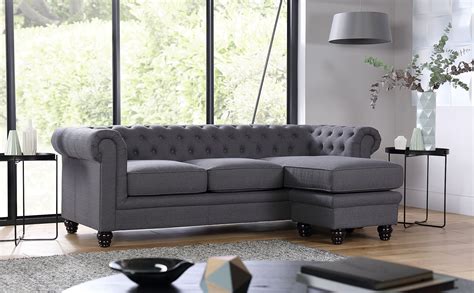 Huntington is a transitional furniture design with hardwood solids and veneers. Hampton Slate Fabric L Shape Chesterfield Corner Sofa | Furniture Choice