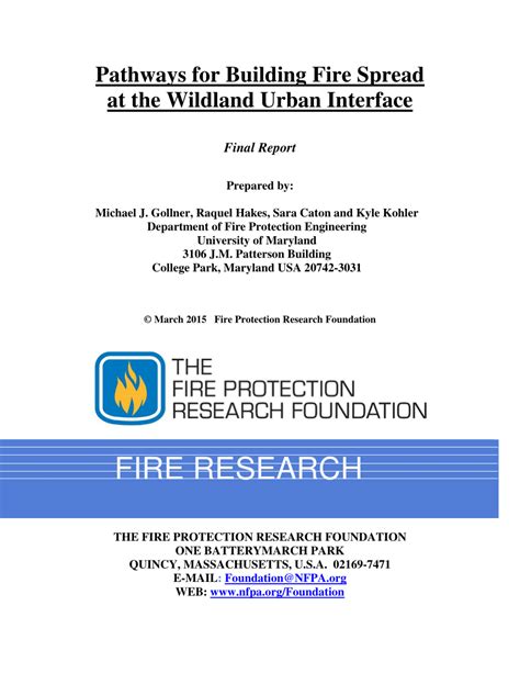 Pdf Pathways For Building Fire Spread At The Wildland Urban Interface