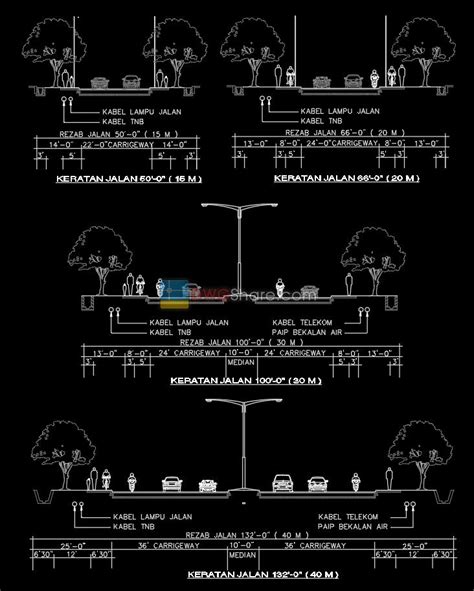 Road Cross Section Cad Dwg Cadblocksfree Thousands Of Free Cad Blocks