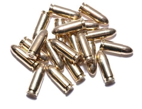 A Pile Of Shiny Gold 9mm Full Metal Jacket Bullets Stock Image Image