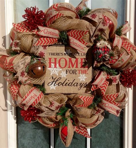 Sale Rustic Christmas Wreath Burlap Christmas Wreath Front Etsy