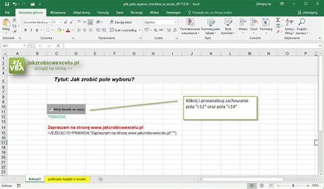 Checkbox Pole Wyboru Excel Jak Zrobić W Excelu