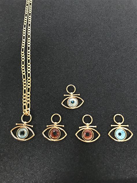 Evil Eye Pendant 24k Gold Plated Necklace Unisex A T Etsy