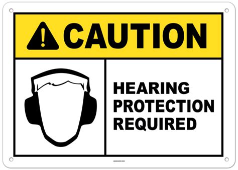 Caution Hearing Protection Required Sign 2