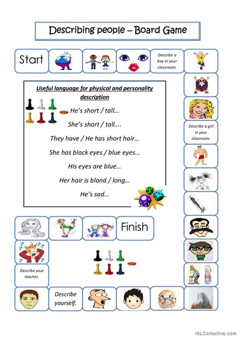 Board Game Describing People Pictu English Esl Worksheets Pdf And Doc