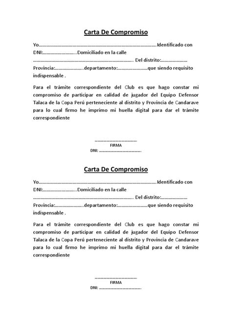 Modelo De Acta De Compromiso Pdf