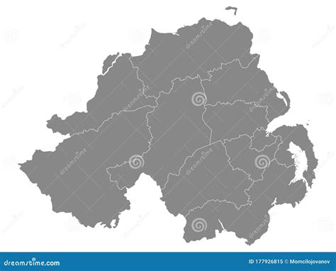 Map Of Northern Ireland Districts Stock Vector Illustration Of
