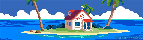 Animated characters with sprite animation, parallaxed and stackable backgrounds, weapons, tile sets, bonus items and so much more! 218/365 pixel art : Kame House Dragon Ball by igorsandman | ピクセルアート, アート, ピクセル