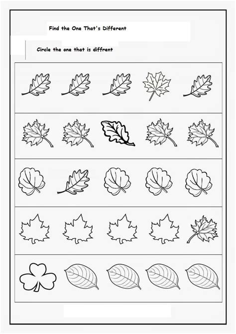 Spot Differences Worksheet Fall Worksheets Preschool