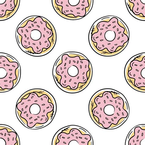 Premium Vector Doodlestyle Donut Seamless Pattern Pastry Sweets