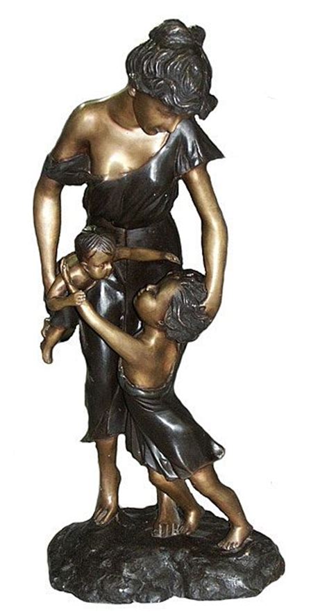 Bronze Children With Mother Statue