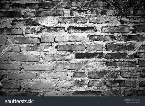 Black And White Pattern Of Old Brick Wall For Texture Background Old