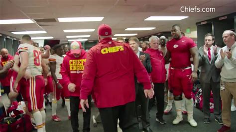 Kansas City Chiefs Head Coach Andy Reid Celebrates Chiefs Week 13 Win In Locker Room Speech