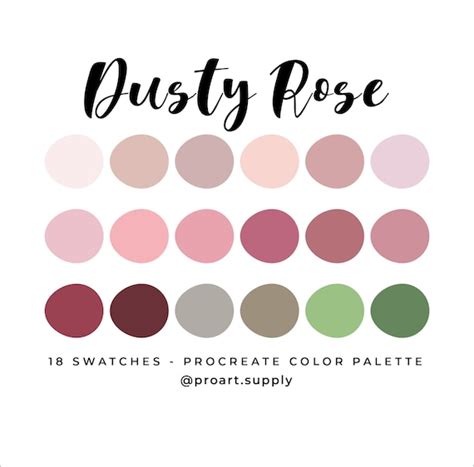 Dusty Rose Procreate Color Palette Hex Codes Pink Purple Etsy