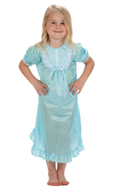 Solid Colors Short Sleeve Traditional Nightgown For Girls 4 14