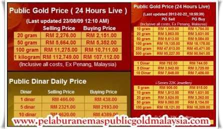 Harga yang murah dan berpatutan. PELABURAN EMAS PUBLIC GOLD MALAYSIA