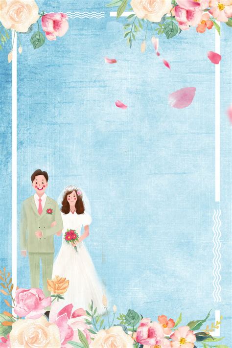 Wedding Invitation Fresh Blue Invitation Card Background Wallpaper