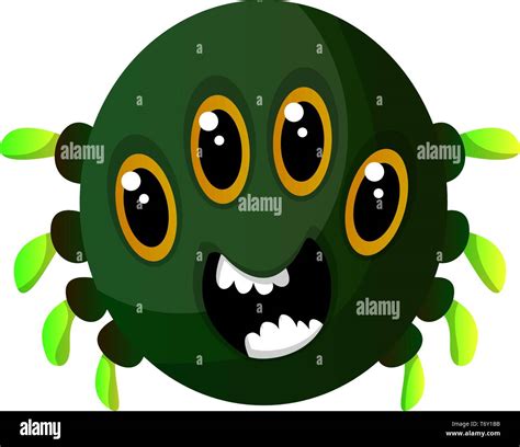 Green Monster With Four Eyes Illustration Vector On White Background