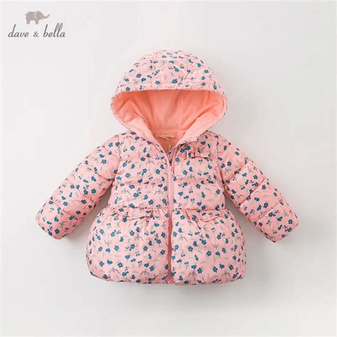 Dba11307 Dave Bella Winter Baby Girls Hooded Floral Coat Infant Padded