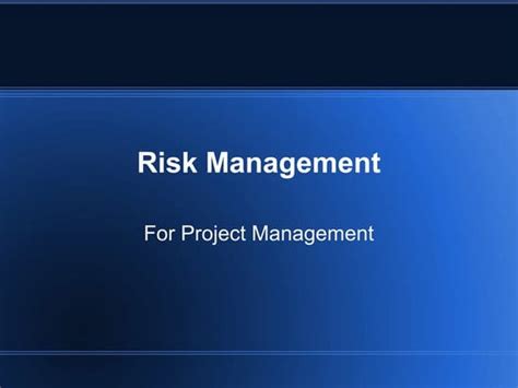 Workshop Project Risk Management 29 June 2012 Ppt