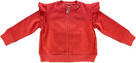 Replay A94 Felpa Bimba Girl Red Garment Dyed Full Zip Sweatshirt Kids