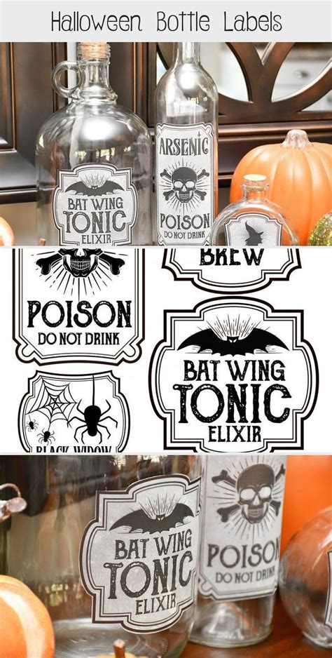 Halloween Bottle Labels Decorations Halloween Bottle Labels