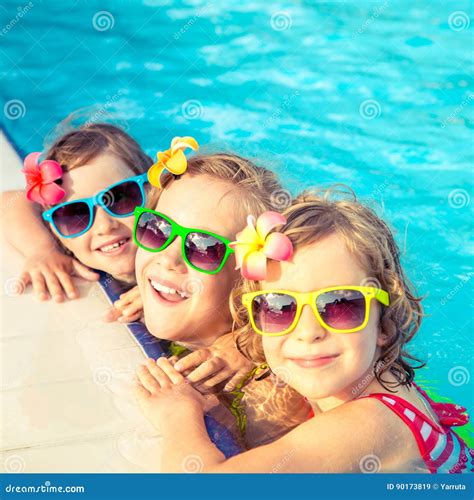 Happy Children In The Swimming Pool Stock Image Image Of Lifestyle