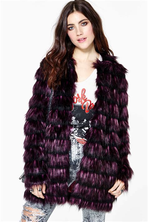 Lyst Nasty Gal Mystical Faux Fur Coat In Purple