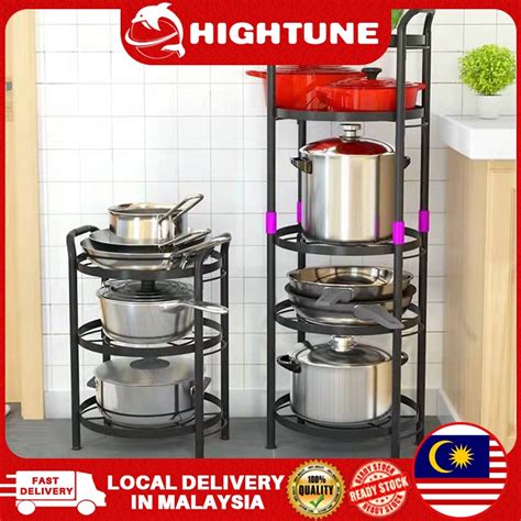 Hightune Black Kitchen Pot Rack Stainless Steel Pan Organizer 35 Layer