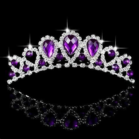 Kids Show Purple Tiaras And Crowns With Comb Diadem Women Queen Party