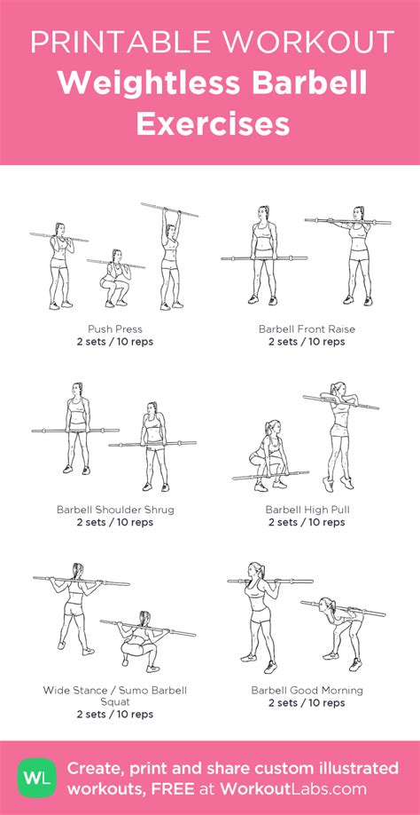 Weightless Barbell Exercises Printable Customworkout Barbell