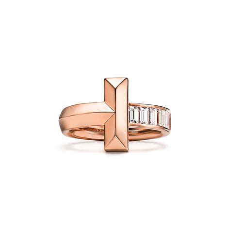 Tiffany T T1 Ring In Rose Gold With Baguette Diamonds 45 Mm Wide
