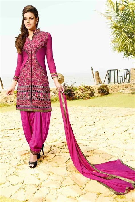 Pink Faux Georgette Santoon Unstitch Suit Pakistani Fancy Dresses Ladies Salwar Kameez
