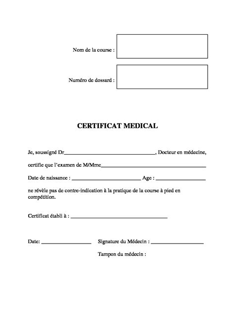 Certificat Médical Pour Course à Pied Certificat Médical En Ligne
