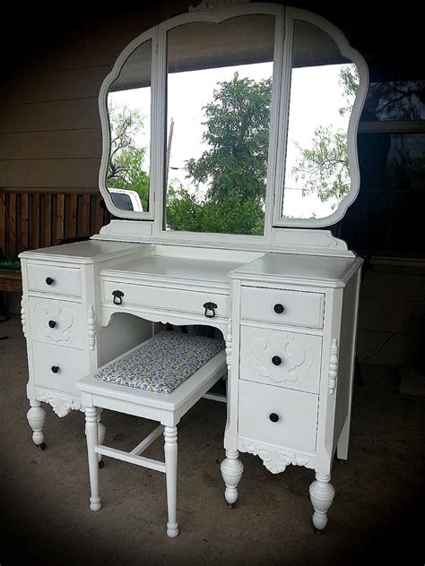 Sold Vintage Vanity Dressing Table Painted With Mirror And