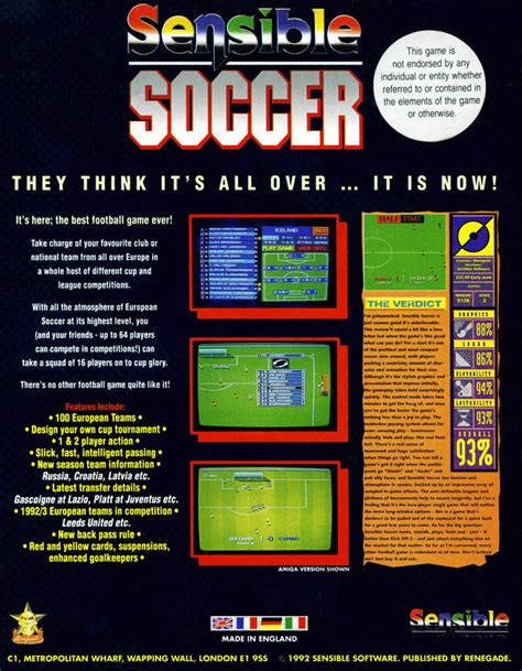 Sensible Soccer V11 European Champions Amiga Game Review Lemon Amiga