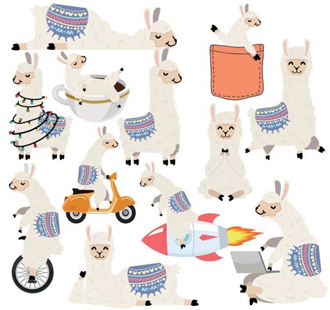 Cute Cartoon Llama And Alpaca Character Collection 7838174 Vector Art