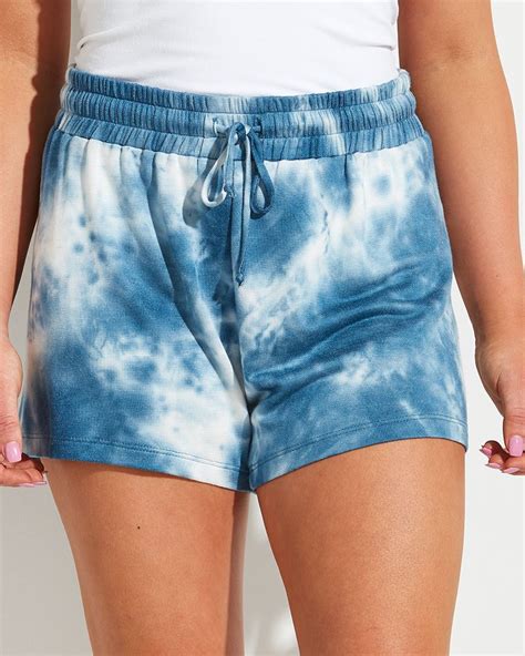 Mia Tess Designs ™ Tie Dye Shorts In Blue And White The Paper Store