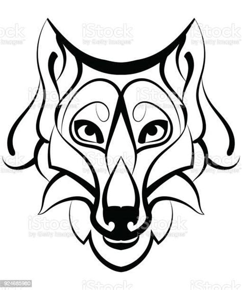Beautiful Wolf Tattoovector Wolfs Head As A Design Element On Isolated