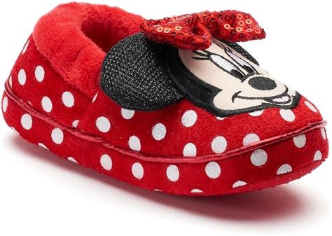 Disney Minnie Mouse Toddler Girls Slippers Red X Large