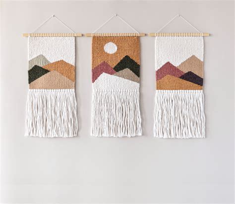 Woven Wall Hangings Set Of 3 Woven Tapestries Bohemian Decor Bedroom