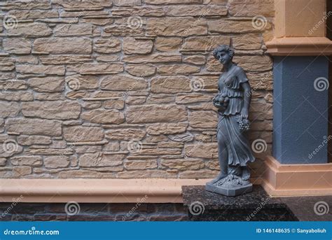 Ancient Women Statue In Brick Wall Background Stock Image Image Of