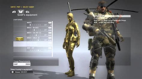 To get her to join you on missions as a buddy, you'll only need to defeat her. Metal Gear Solid V Sniper Wolf Uniform Quiet HD info how ...