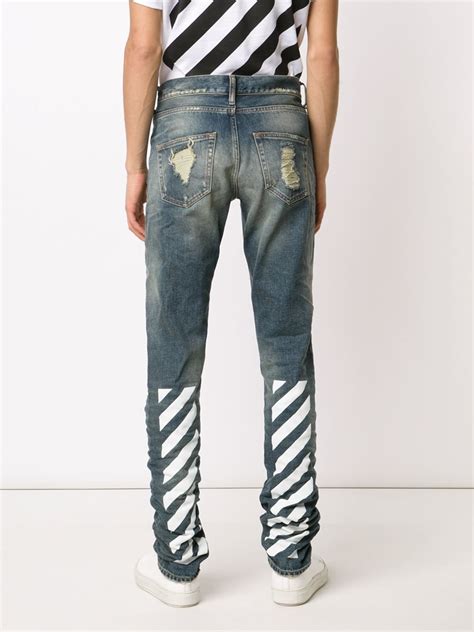 Off White Ripped Slim Jeans Slim Fit Jeans Perfect Pair Mens Jeans