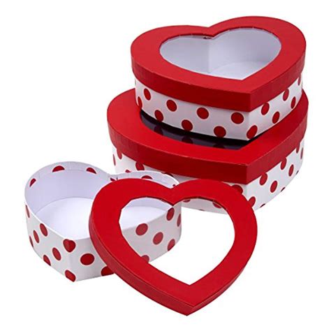 Valentines Day Heart Shaped Treat Boxes 3 Piece Set