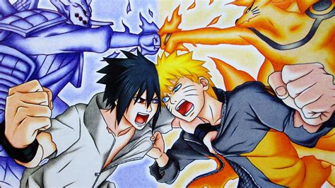 Speed Drawing Naruto Vs Sasuke Final Battle Naruto